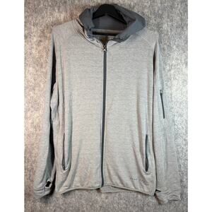 Free Fly Mens Gray Bamboo Full Zip Hoodie Zip Pockets Thumbholes Stretch - XL